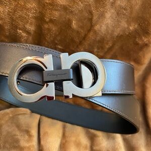 Ferragamo reversible Leather Belt , Polished Buckle